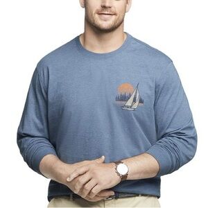 Izod Men's Blue Sailboat Long Sleeve Tee